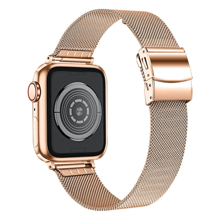 Watch Strap Apple Watch Series 41mm - 40mm - 38mm Milanese Metal Band with Buckle - Rose Gold#serie_4