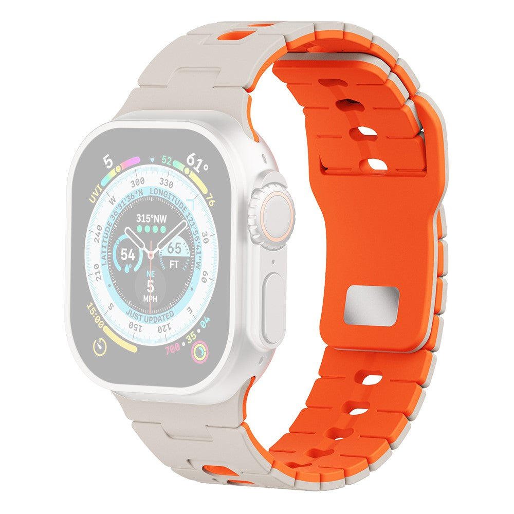 Watch Band Apple Watch Series 41mm - 40mm - 38mm Dual Color Silicone Strap - Starlight+Orange#serie_1