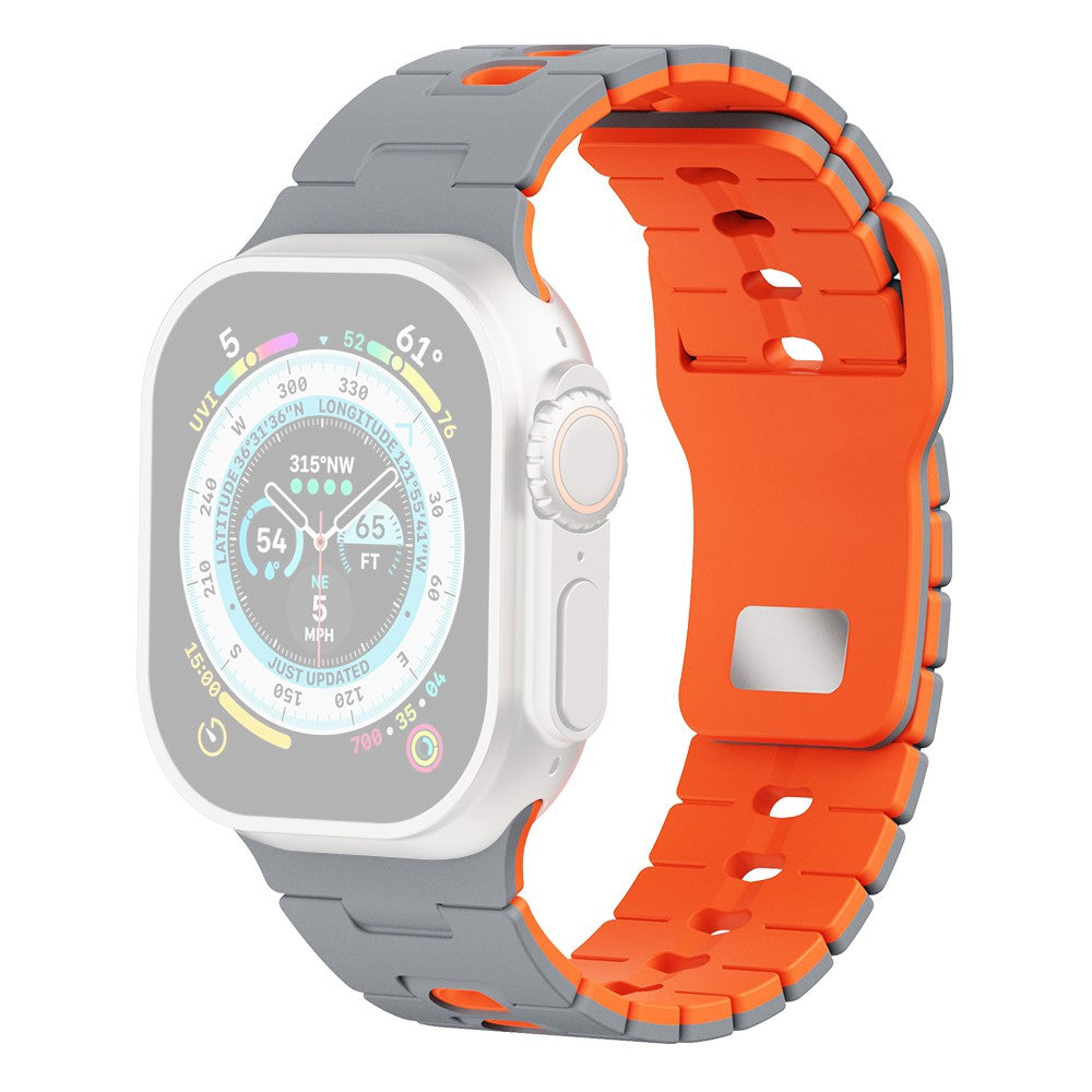 Watch Band Apple Watch Series 41mm - 40mm - 38mm Dual Color Silicone Strap - Grey+Orange#serie_2