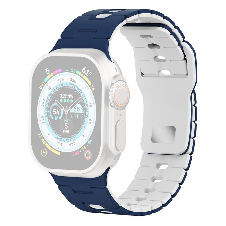 Watch Band Apple Watch Series 41mm - 40mm - 38mm Dual Color Silicone Strap - Midnight Blue+White#serie_7