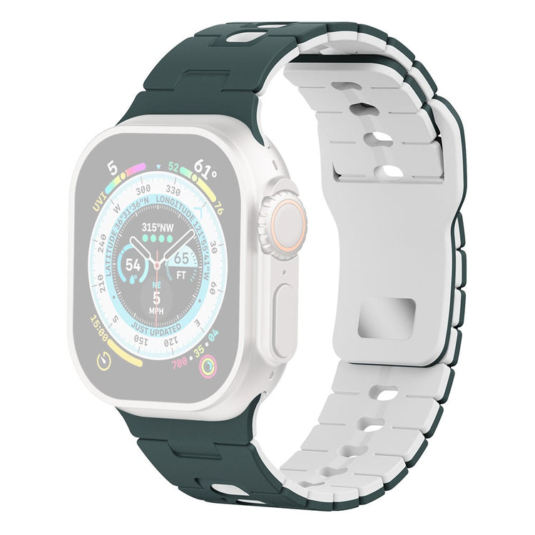 Watch Band Apple Watch Series 41mm - 40mm - 38mm Dual Color Silicone Strap - Midnight Green+White#serie_8