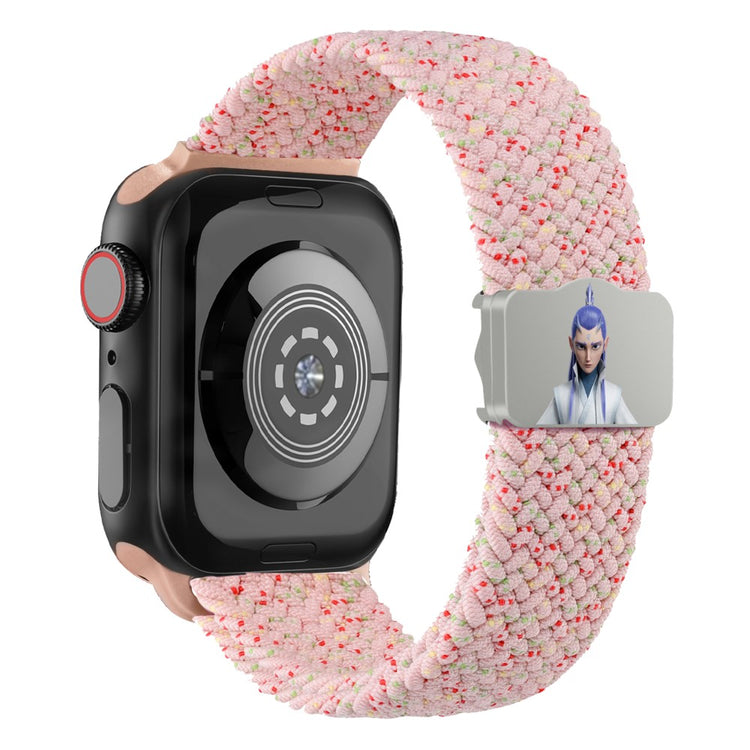 Watch Strap Apple Watch Series 41mm - 40mm - 38mm Ne Zha UV Printed Nylon Band - Light Pink / Ao Bing#serie_10