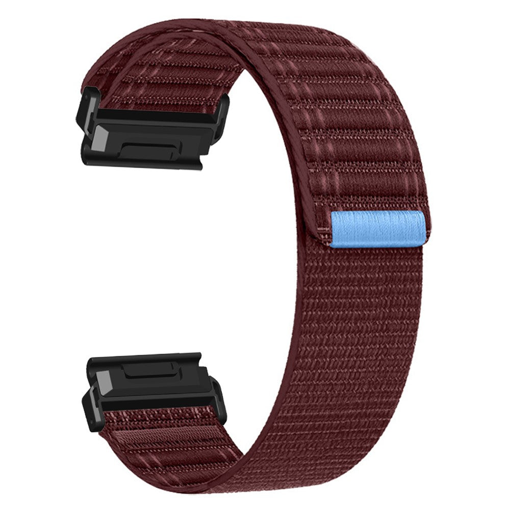 22mm Watchband Garmin Fenix 8 (47mm) / 7 / 6 / 5 Bands Titanium Nylon Loop Wrist Strap - Wine Red / Black#serie_6