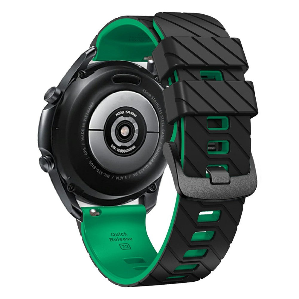 Silicone Band Suunto 9 Peak Pro / 9 Peak / Vertical / Race S / Race Dual Color Replacement Watch Strap - Black+Green#serie_7
