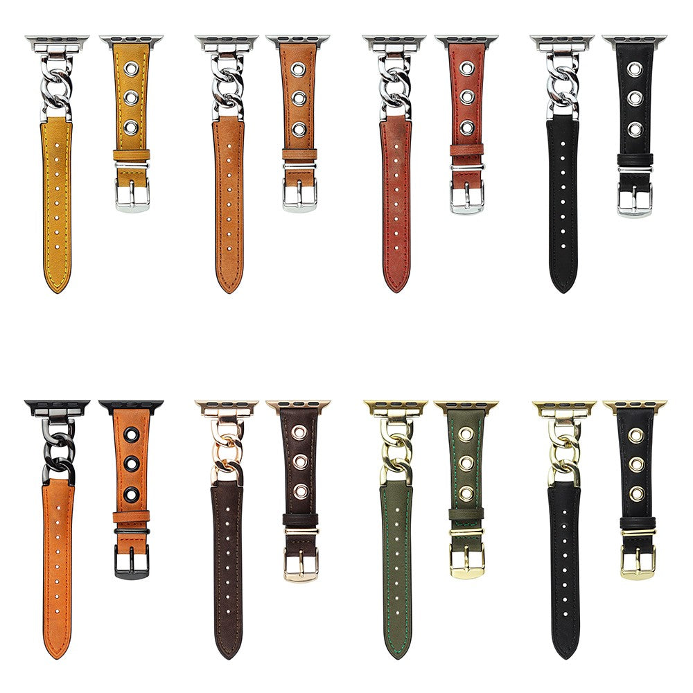 Kønt Metal Og Kunstlæder Universal Rem passer til Apple Smartwatch - Orange#serie_5
