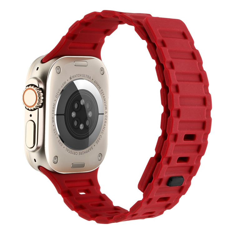 Meget Pænt Metal Og Silikone Universal Rem passer til Apple Smartwatch - Rød#serie_9