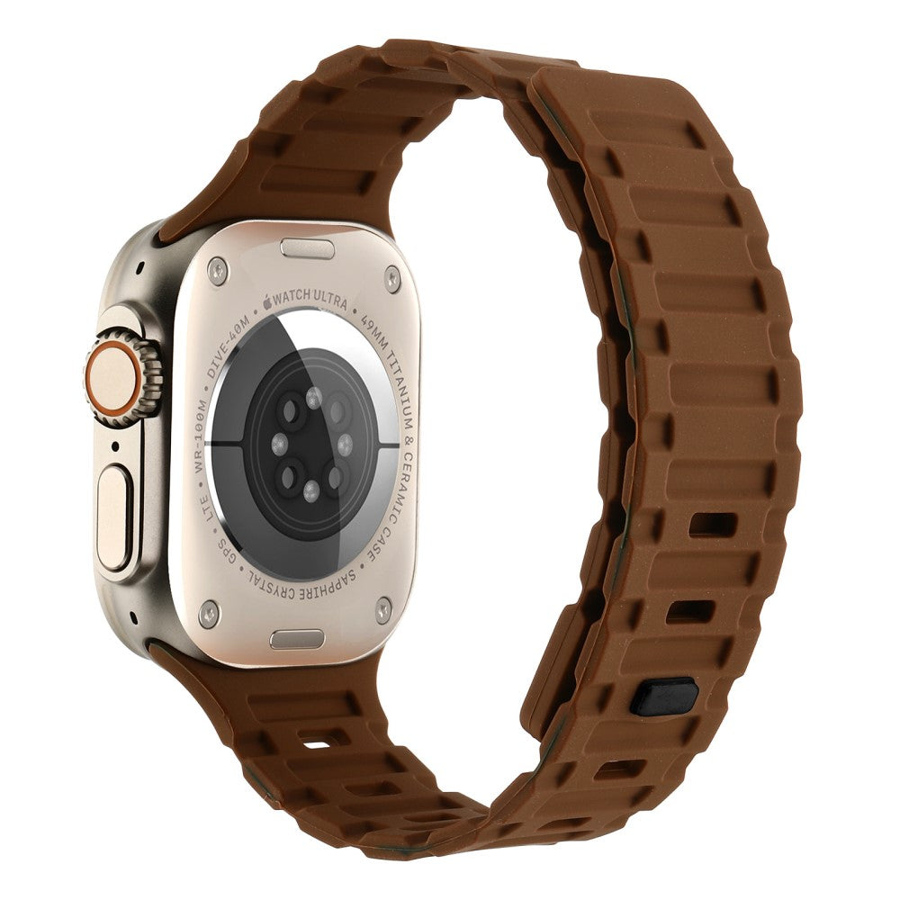 Meget Pænt Metal Og Silikone Universal Rem passer til Apple Smartwatch - Brun#serie_21