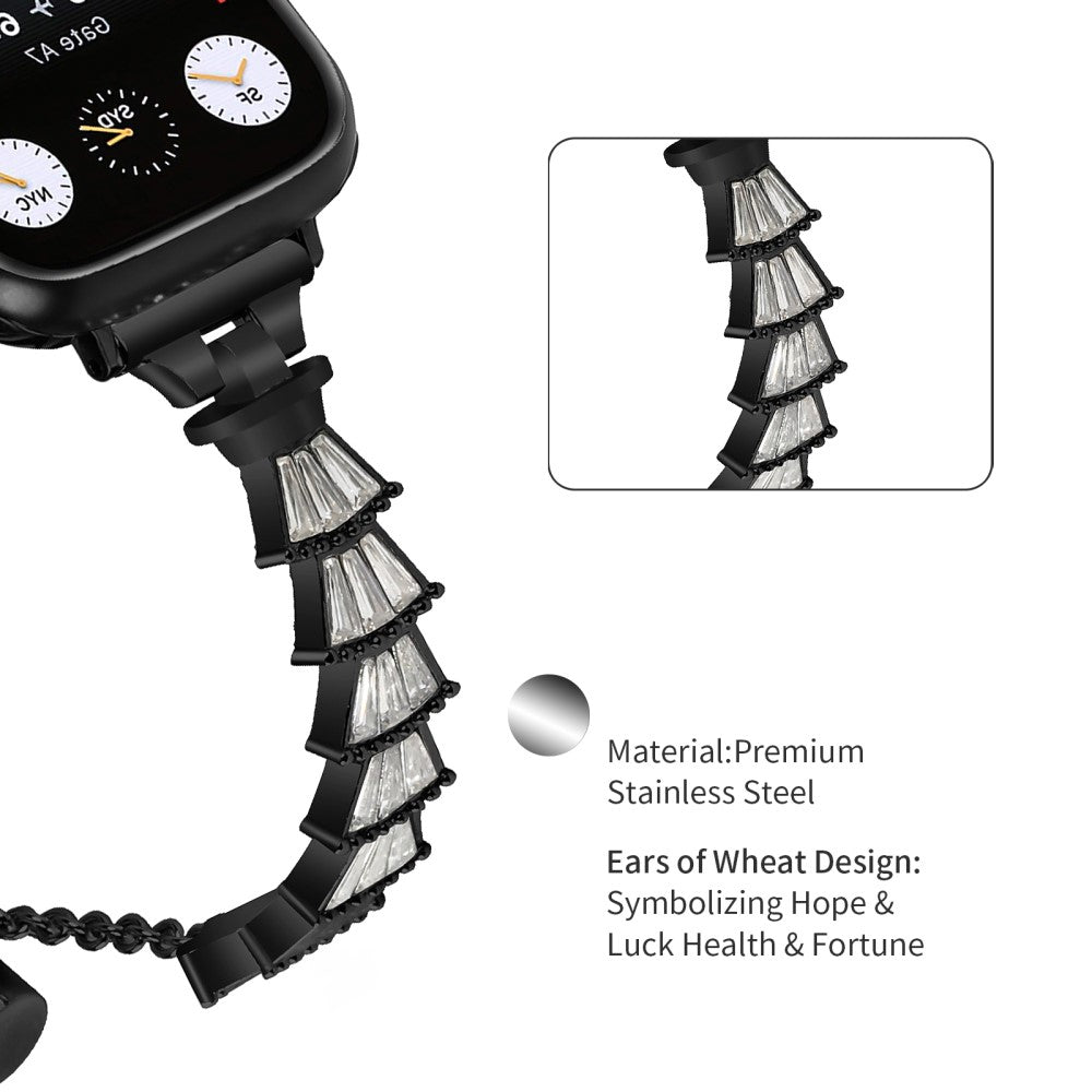 Vildt Sejt Metal Og Rhinsten Universal Rem passer til Apple Smartwatch - Sort#serie_1