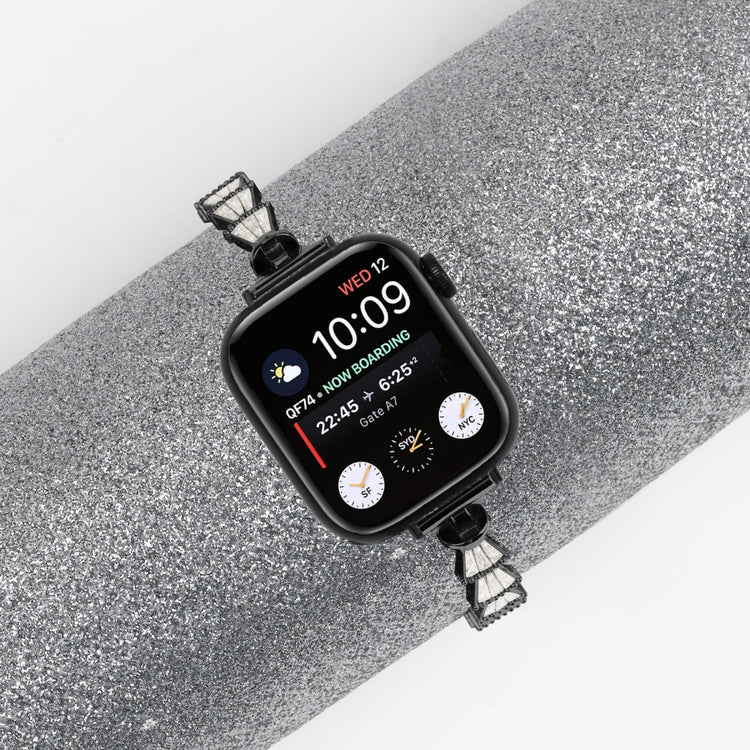 Vildt Sejt Metal Og Rhinsten Universal Rem passer til Apple Smartwatch - Sort#serie_1