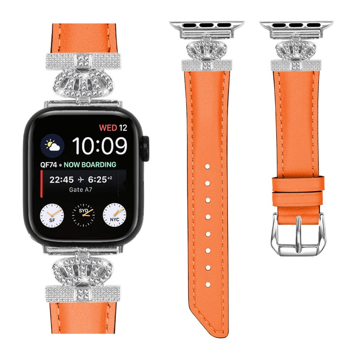 Smuk Kunstlæder Og Rhinsten Universal Rem passer til Apple Smartwatch - Orange#serie_2