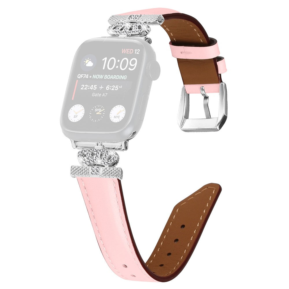 Smuk Kunstlæder Og Rhinsten Universal Rem passer til Apple Smartwatch - Pink#serie_3