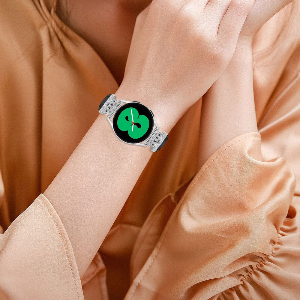 Fed Kunstlæder Og Rhinsten Universal Rem passer til Samsung Smartwatch - Sort#serie_3