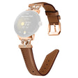 Google Pixel Watch / Pixel Watch 2 Rose Gold Buckle Genuine Cowhide Leather Adjustable Watch Strap with M Shape Rhinestone Decor
