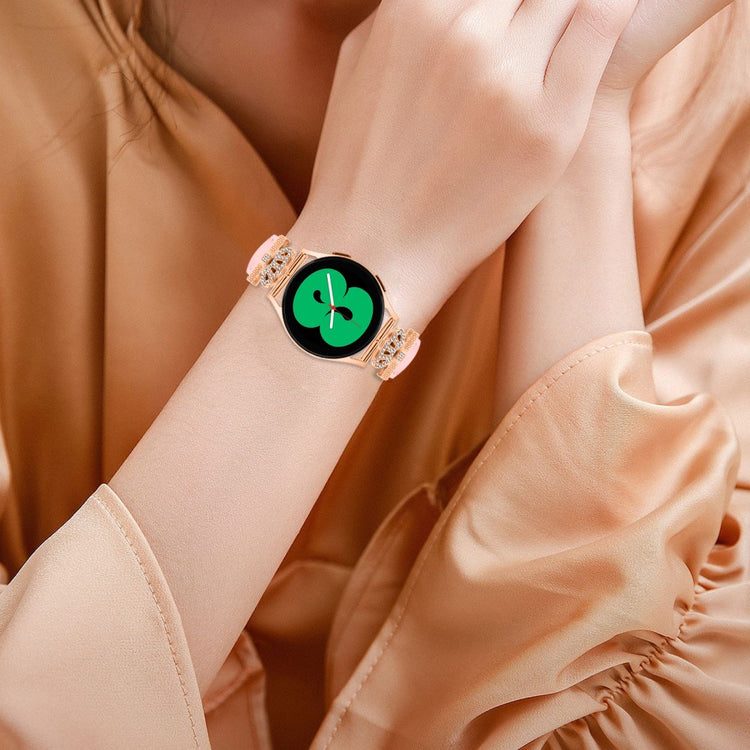 Super Smuk Kunstlæder Og Rhinsten Universal Rem passer til Smartwatch - Pink#serie_3