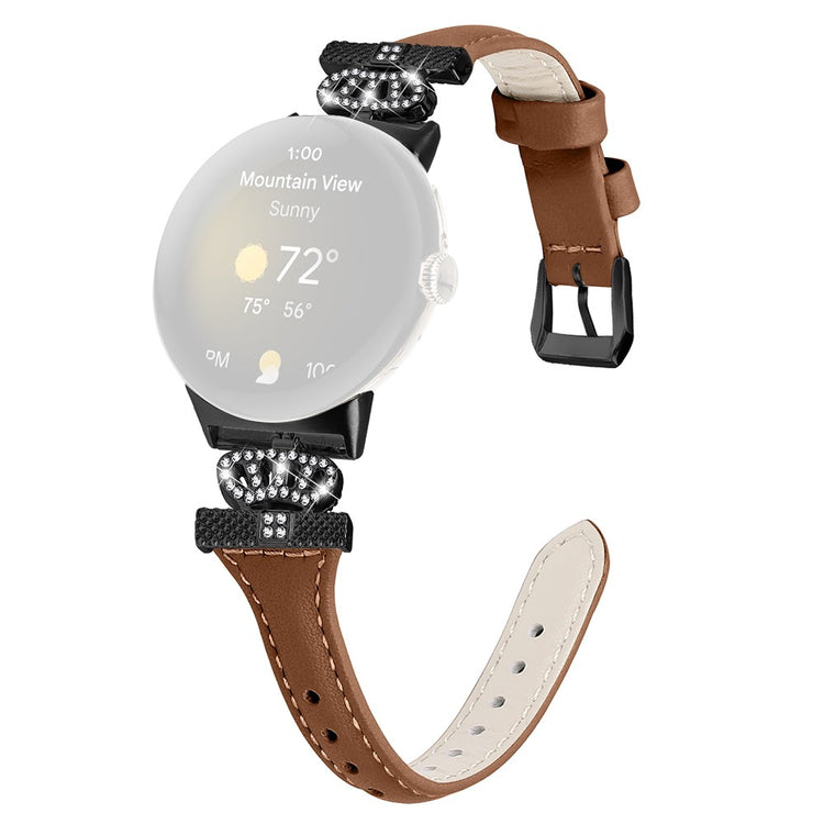 Kunstlæder Og Rhinsten Universal Rem passer til Google Pixel Watch 2 / Google Pixel Watch - Brun#serie_6