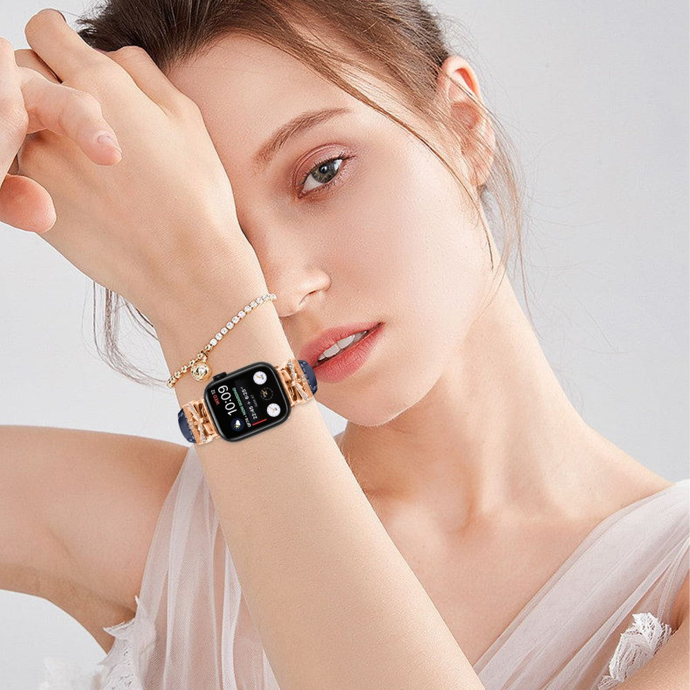 Rose Gold Buckle Watch Strap Apple Watch Series 9 / 8 / 7 / 41mm / 6 / 5 / 4 / SE / SE (2022) / SE (2023) 40mm / Series 3 2 1 38mm - Dark Blue#serie_1