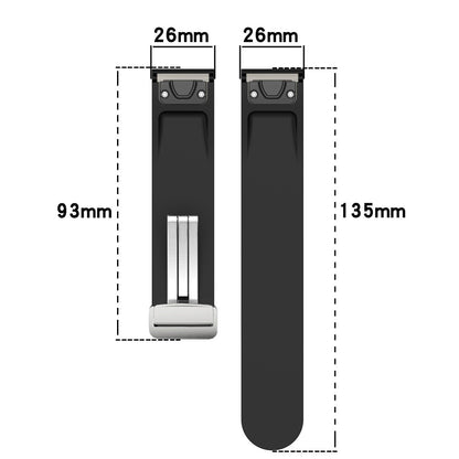 Garmin Fenix 7X / 7X Solar / Tactix 7 Pro Silicone Watch Band 26mm Folding Silver Buckle Watch Strap - Orange#serie_4