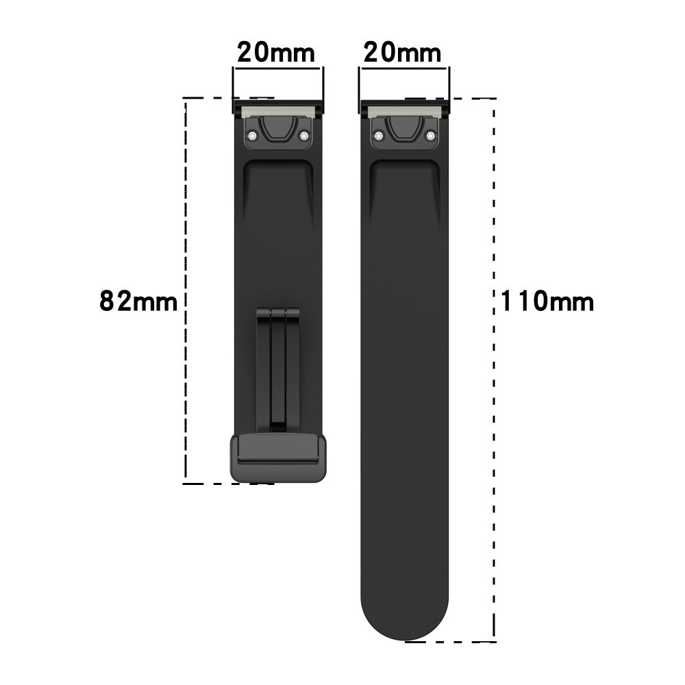 Garmin Fenix 7S / 7S Pro / Instinct 2S / Fenix 6S Watch Strap 20mm Silicone Watchband with Black Buckle - Black#serie_1