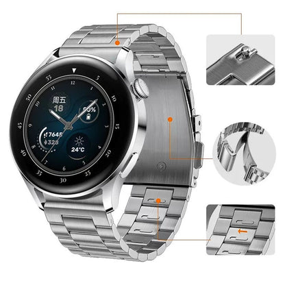 Huawei Watch GT4 46mm / GT3 46mm / GT2 46mm Watch Strap 3 Beads Titanium Steel 22mm Wrist Band - Silver#serie_3