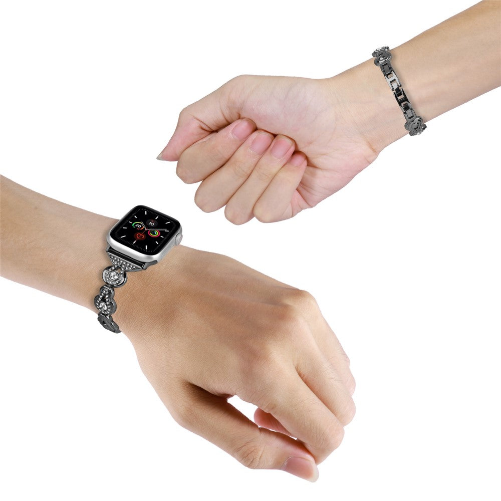 Apple Watch 49mm / 45mm / 44mm / 42mm Watch Band Rhinestone Decor Bracelet - Black#serie_1