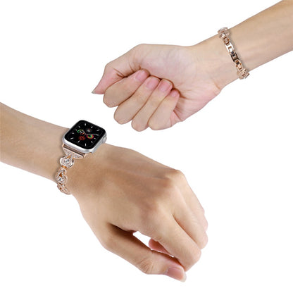 Apple Watch 49mm / 45mm / 44mm / 42mm Watch Band Rhinestone Decor Bracelet - Rose Gold#serie_3