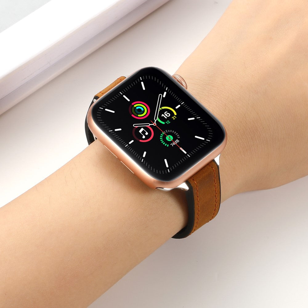 Apple Watch 49mm / 45mm / 44mm / 42mm Magnetic Watch Strap - White / Brown#serie_10