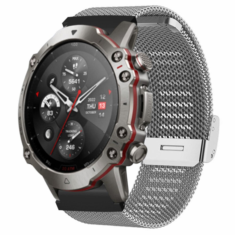 Huami Amazfit Falcon / Garmin Fenix 7 / 6 / 5 Watch Strap Milanese Mesh Band with 22mm Bump Resistant Connector - Silver#serie_2