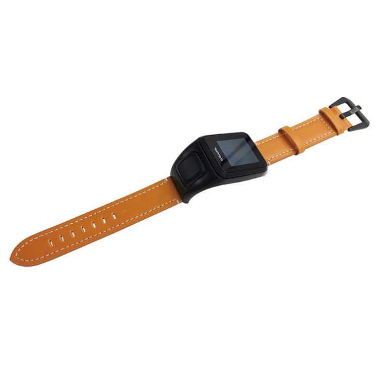 TomTom Runner 3 / Adventurer Genuine Cow Leather Band Electroplating Buckle Watch Strap with Case - Brown#serie_3