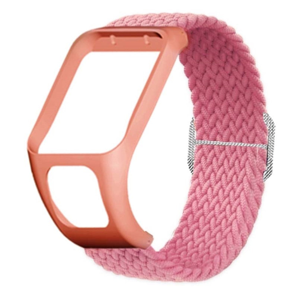 TomTom Runner 2 / 3 / Spark / Adventurer Watch Band Braided Adjustable Nylon Loop Strap with Case - Pink#serie_4