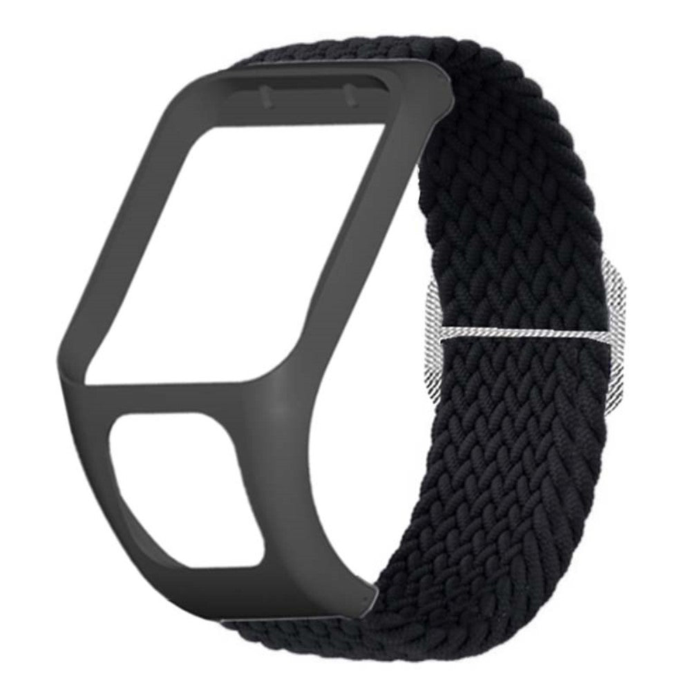 TomTom Runner 2 / 3 / Spark / Adventurer Watch Band Braided Adjustable Nylon Loop Strap with Case - Black#serie_6