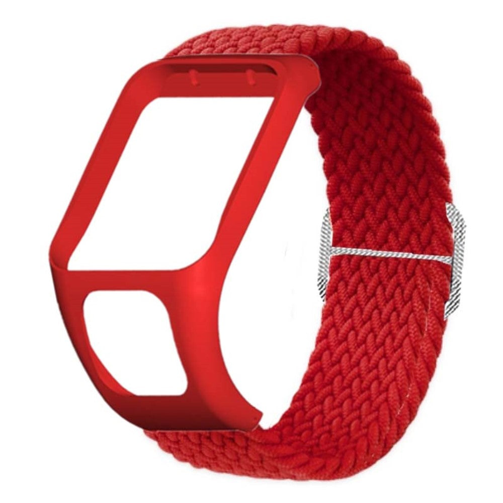 TomTom Runner 2 / 3 / Spark / Adventurer Watch Band Braided Adjustable Nylon Loop Strap with Case - Red#serie_9