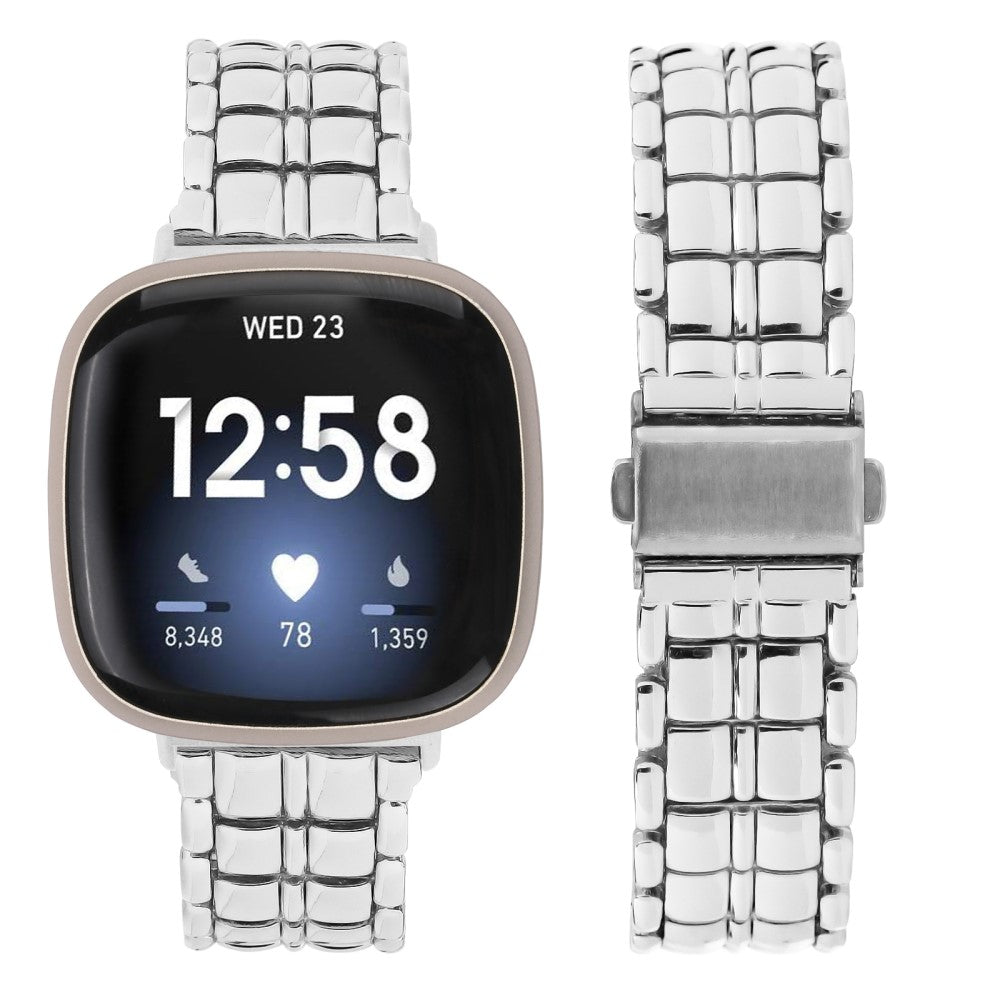 Fint Metal Universal Rem passer til Fitbit Versa 4 / Fitbit Sense 2 - Sølv#serie_4