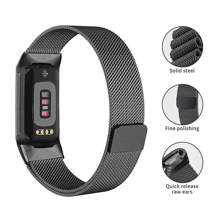 Godt Metal Universal Rem passer til Fitbit Charge 5 / Fitbit Charge 6 - Sort#serie_1