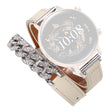 22mm Universal Smart Watch Band Bling Rhinestone Genuine Cow Leather and Chain Strap Replacement