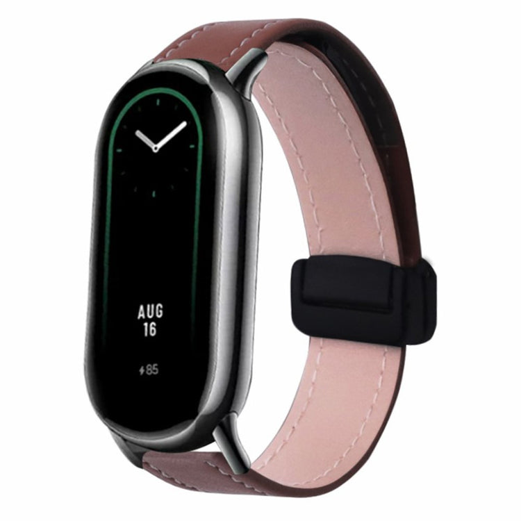 Rigtigt Rart Ægte Læder Rem passer til Xiaomi Smart Band 8 - Brun#serie_2