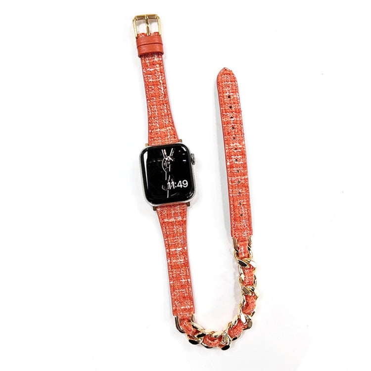 Klassisk Metal Og Kunstlæder Universal Rem passer til Apple Smartwatch - Orange#serie_8