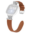 Fitbit Versa 4 / Sense 2 Genuine Cow Leather Crown Rhinestone Watch Strap