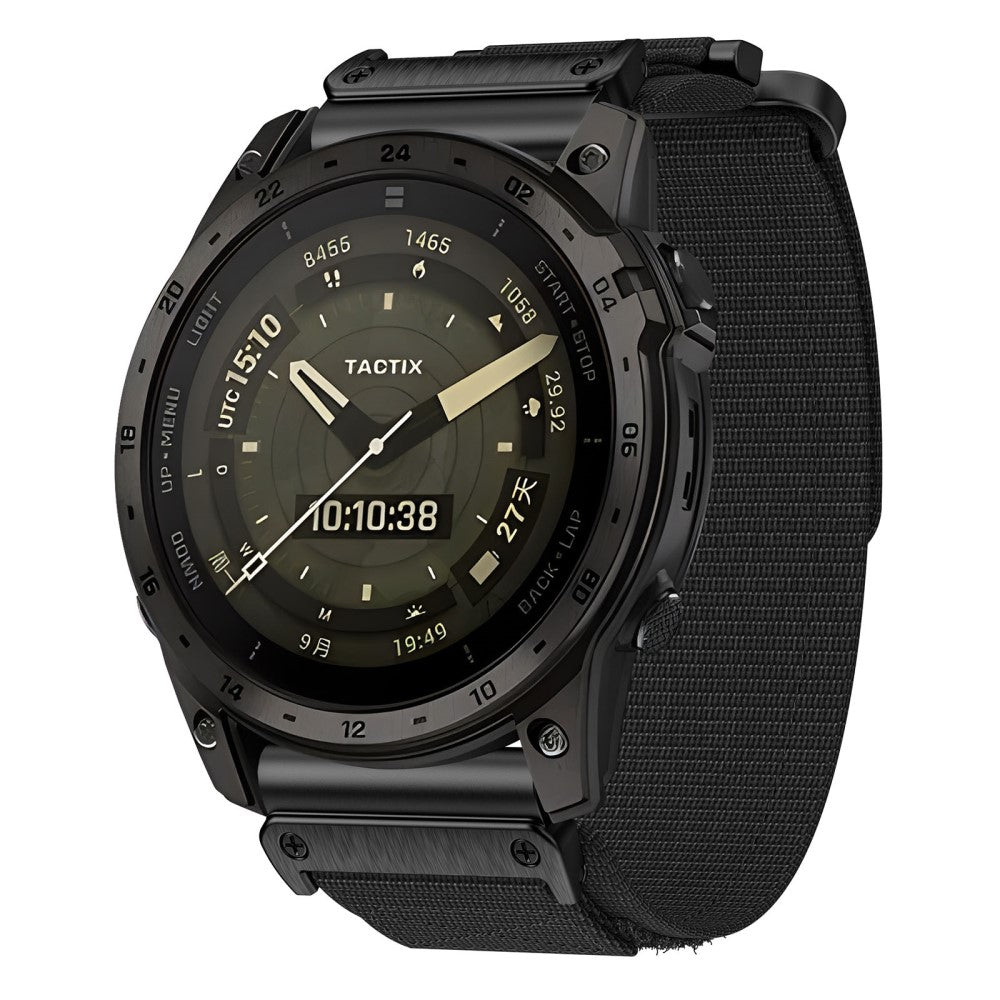 Rigtigt Elegant Nylon Universal Rem passer til Garmin Smartwatch - Sort#serie_1