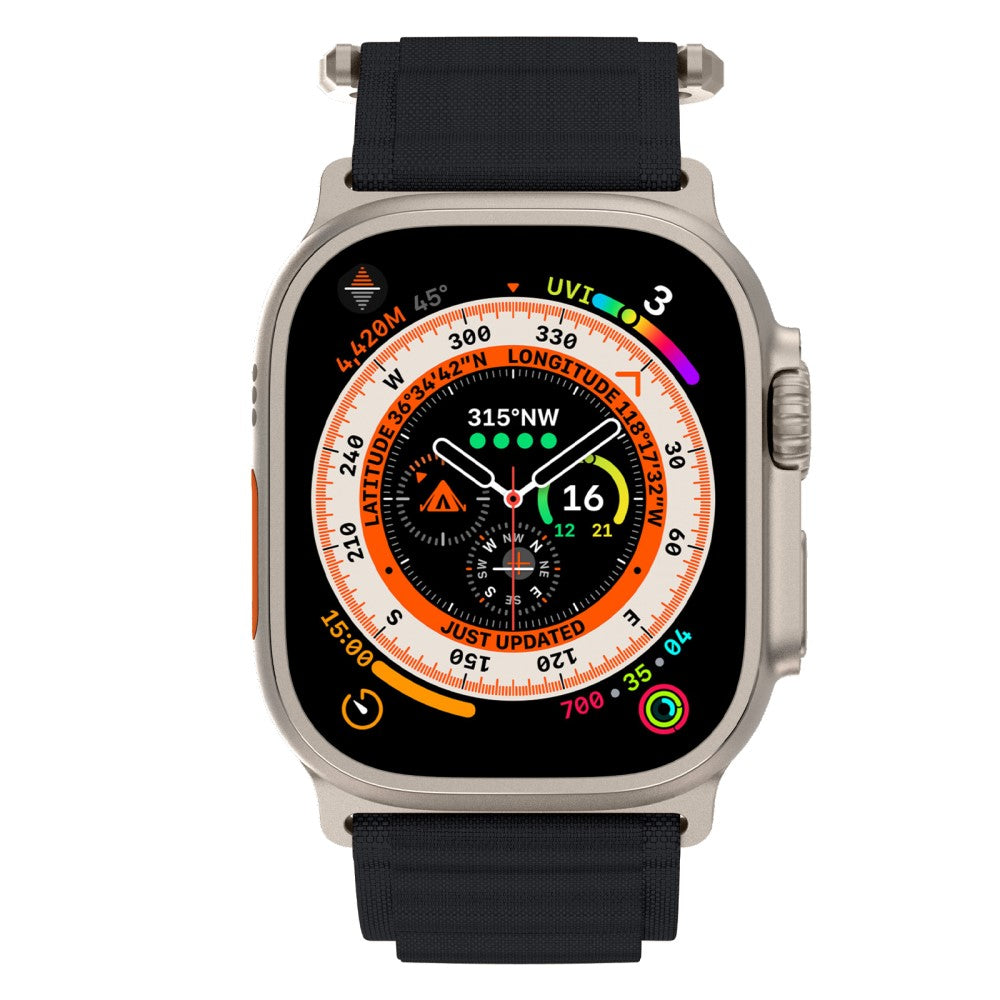 Helt Vildt Slidstærk Nylon Universal Rem passer til Apple Smartwatch - Sort#serie_3