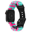 Apple Watch Series 49mm - 45mm - 44mm - 42mm Universal Watch Band Nylon Rope Strap - Lake Blue+Pink