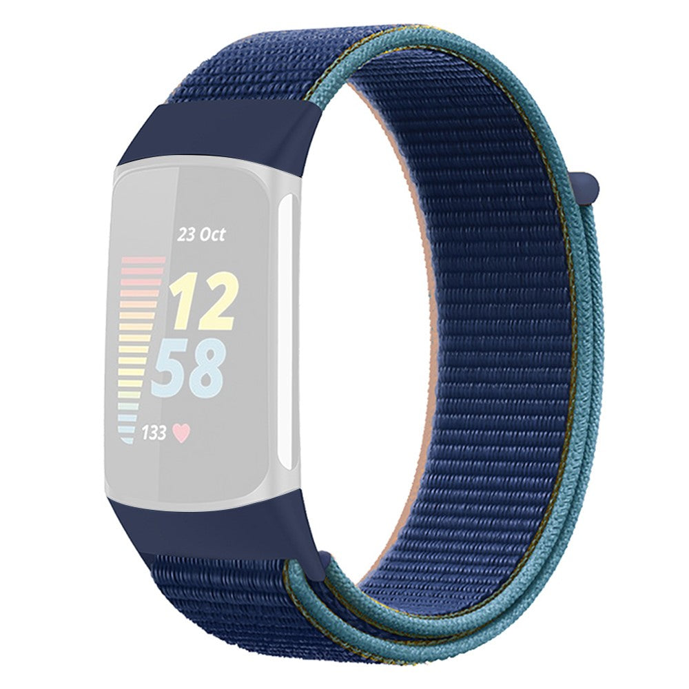 Sejt Nylon Universal Rem passer til Fitbit Charge 3 / Fitbit Charge 4 - Blå#serie_4