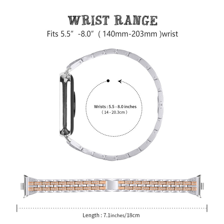 Metal Watch Strap Xiaomi Redmi Watch 4 Bling Rhinestone Decor Bracelet Band - Silver+Rose Gold#serie_5