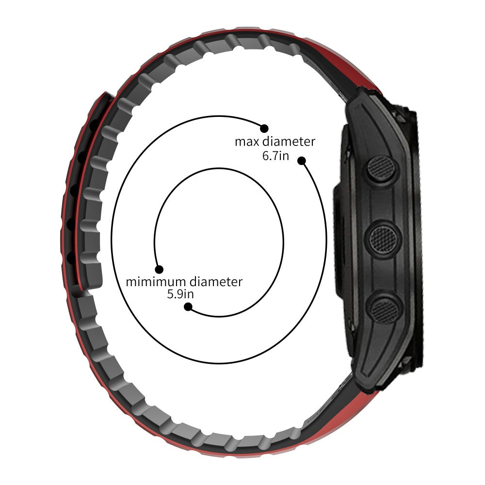 Garmin Fenix 5 / 5X / 6X / 7X Replacement Strap 26mm Dual Color Silicone Smart Watchband - Red / Black#serie_3