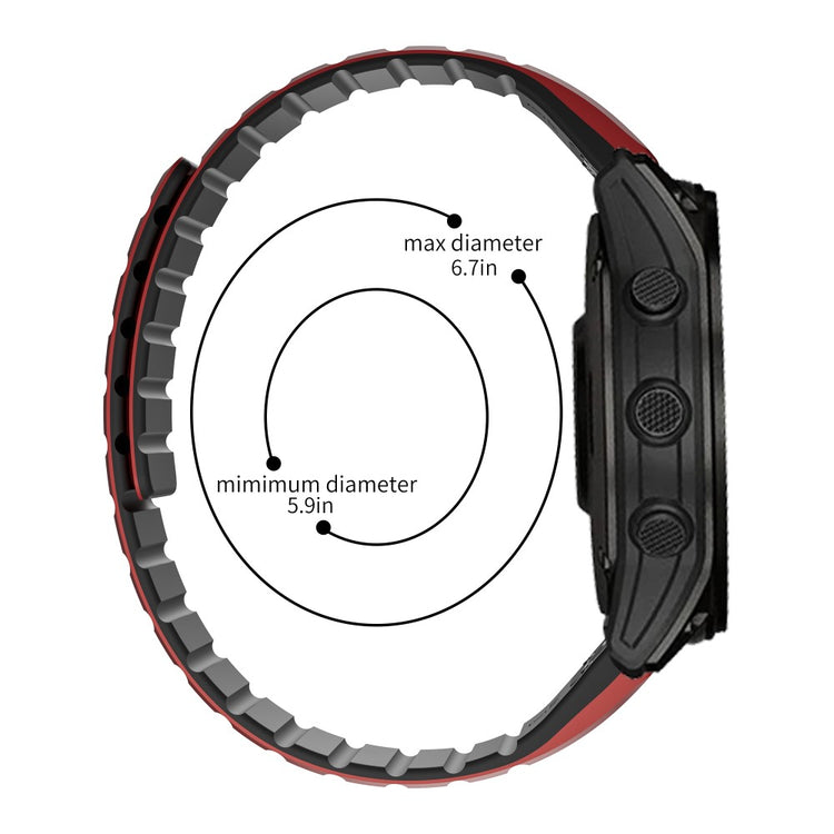 Garmin Fenix 5 / 5X / 6X / 7X Replacement Strap 26mm Dual Color Silicone Smart Watchband - Red / Black#serie_3