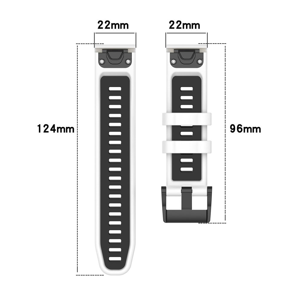 Garmin Fenix 7 / Fenix 7 Pro Silicone Watch Band 22mm Replacement Straps - White+Black#serie_1