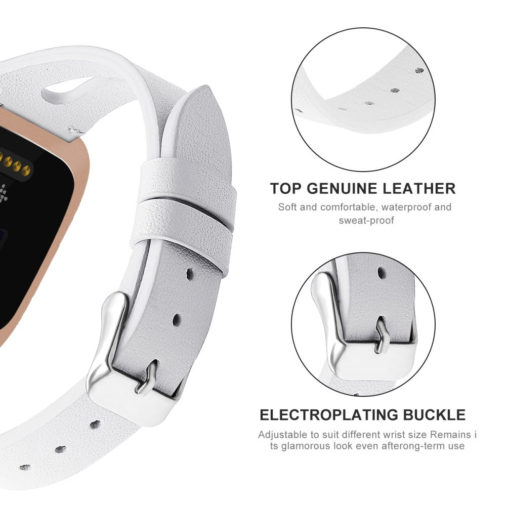 Mega Fashionable Fitbit Versa 3 Genuine Leather Strap - White#serie_2