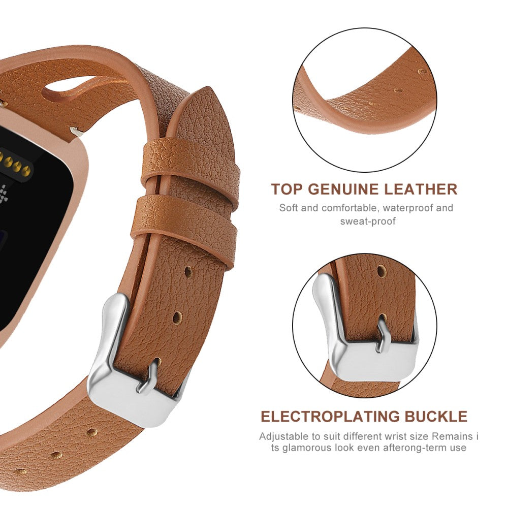 Mega Fashionable Fitbit Versa 3 Genuine Leather Strap - Brown#serie_11