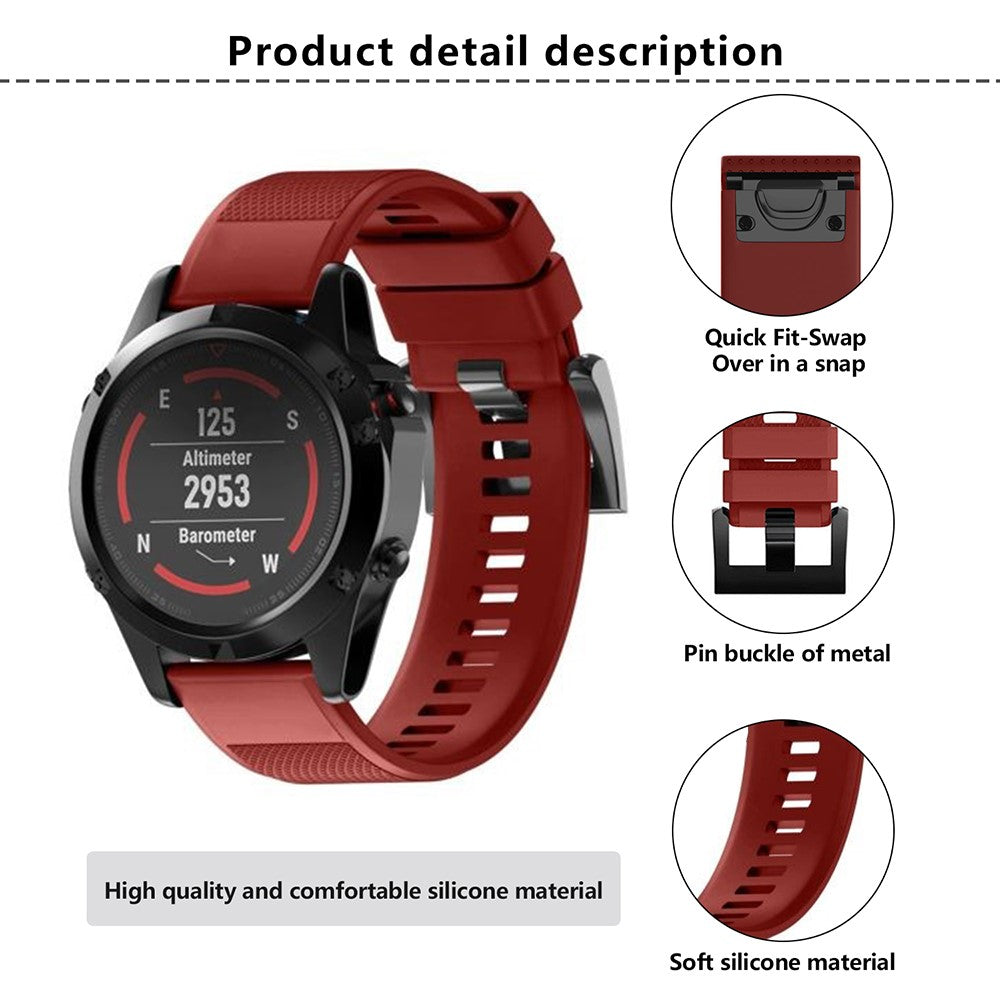 Durable Garmin Smartwatch Silicone Universel Strap - Red#serie_6