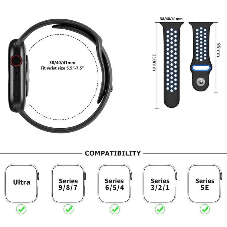 Mega Reliable Apple Smartwatch Silicone Universel Strap - Black#serie_6