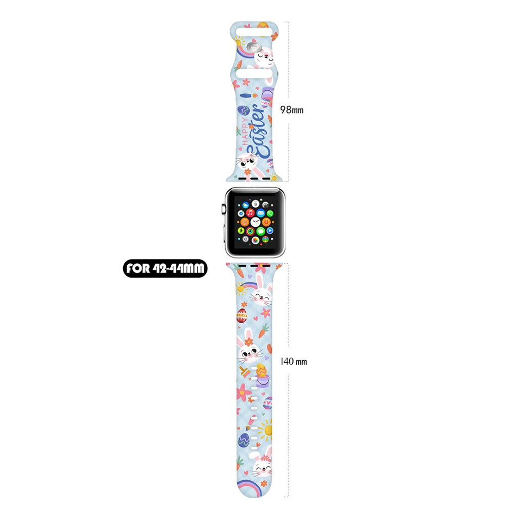 For Apple Watch Ultra 2 Ultra 49mm / 9 8 7 45mm / 6 5 4 SE (2022) / (2023) / SE 44mm / 3 2 1 42mm Pattern Silicone Watch Band - Lip and Rose 03#serie_9